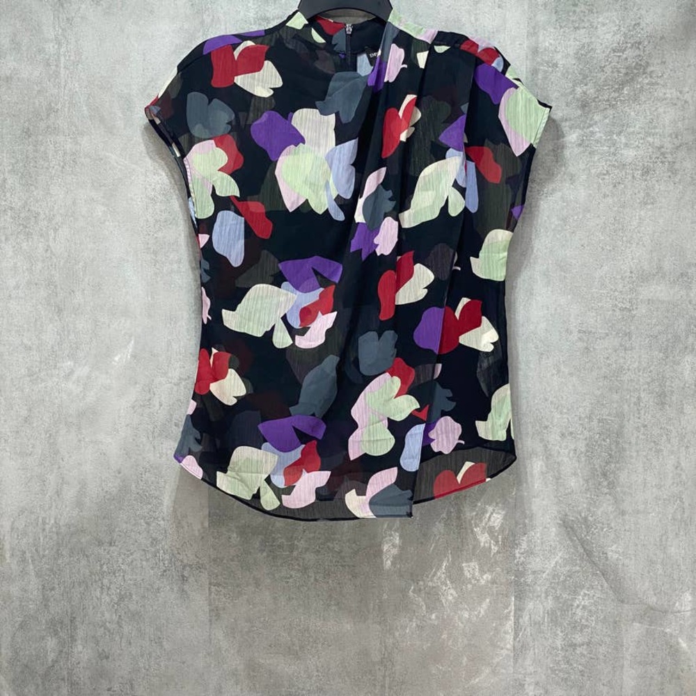 Emporio Armani Women's Abstract Floral Layered Sheer Short Sleeve Blouse SZ 44